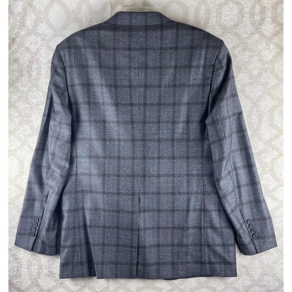 Brooks Brothers Regent Sport Coat Mens 44R Grey Plaid E.Thomas Wool Blazer Italy